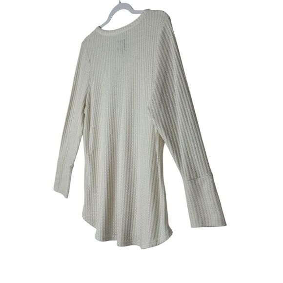 Chaser Top Women XXL Beige Long Sleeve Waffle Knit Cozy Blouse Stretch Classic - Picture 6 of 11